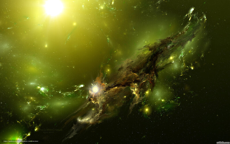 Green Nebula in Space — Yellow
