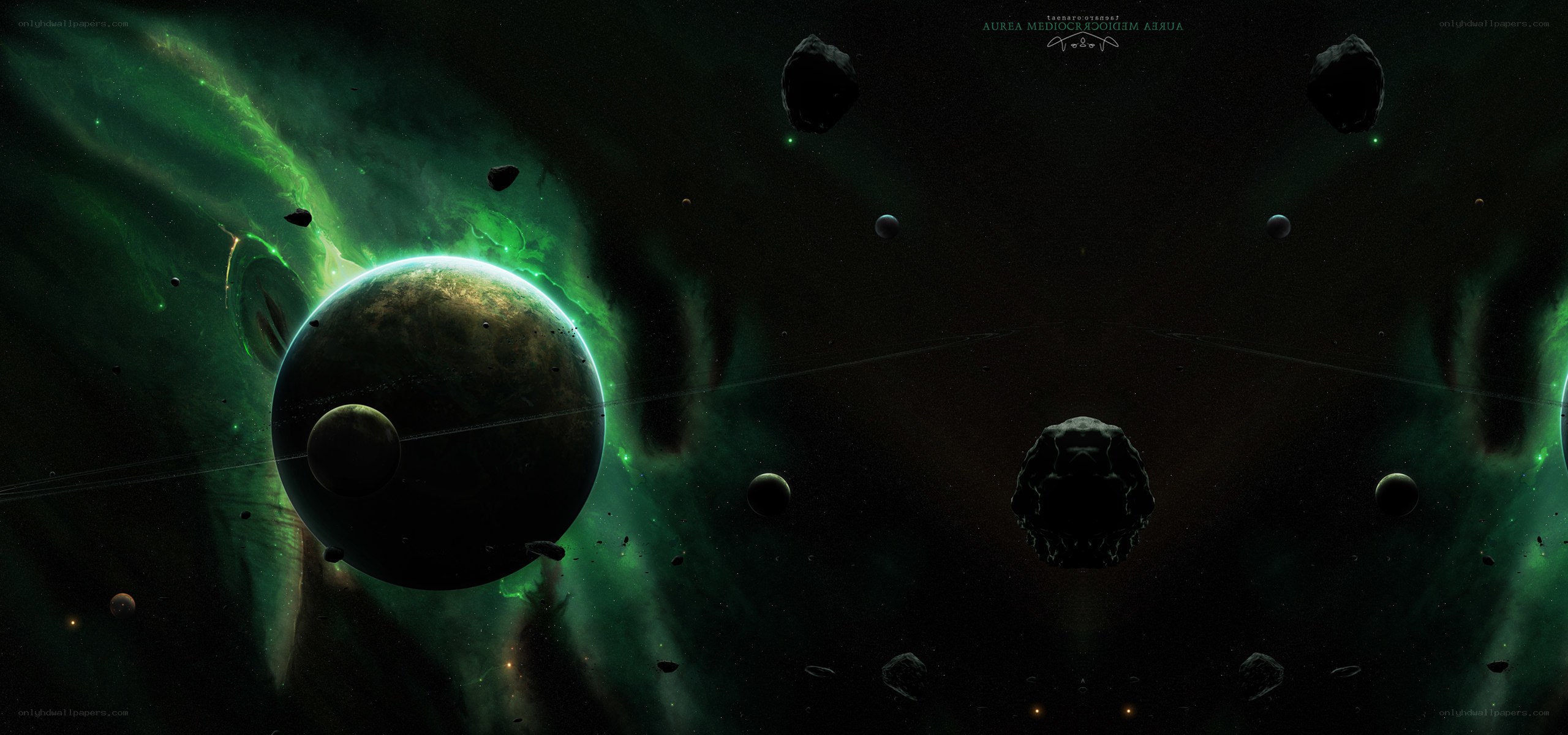 green nebula space scene