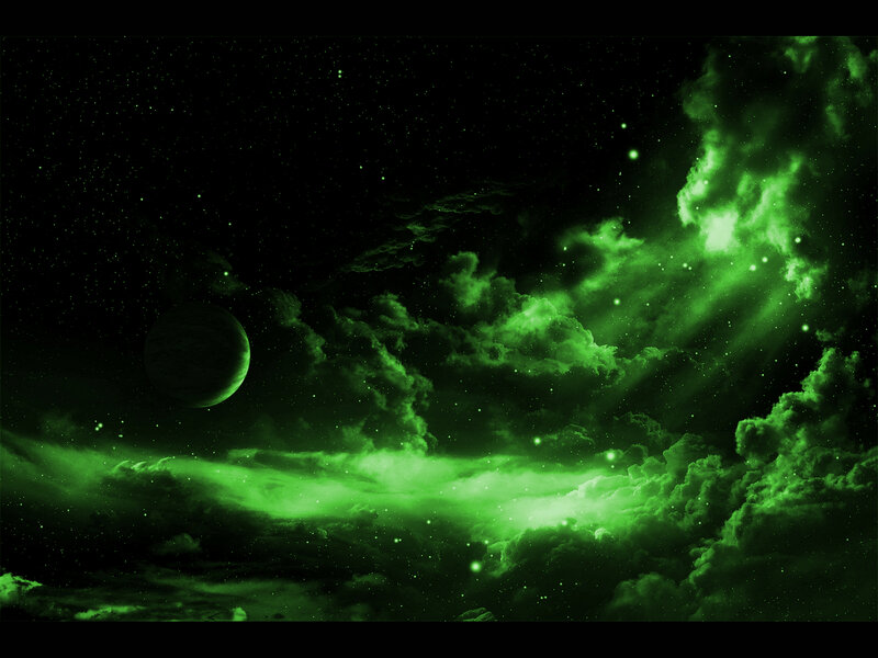 green nebula space scene