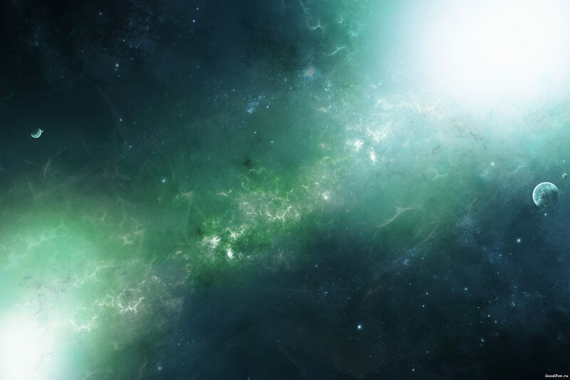 green nebula space scene