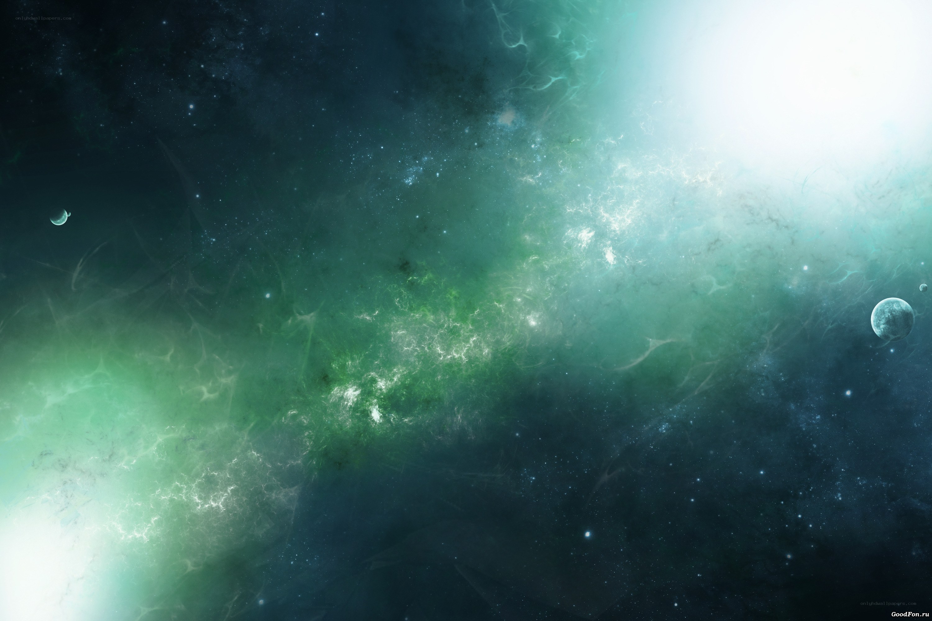 green nebula space scene