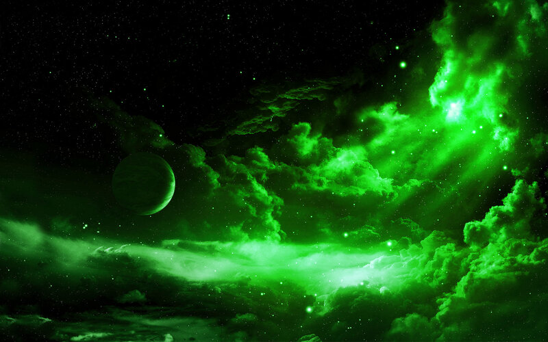 green nebula space scene
