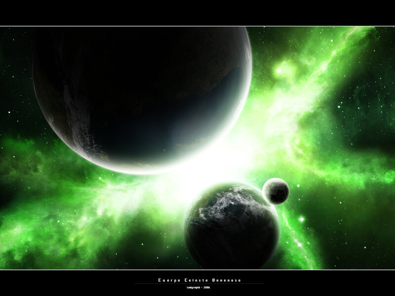 Green Nebula with Planets