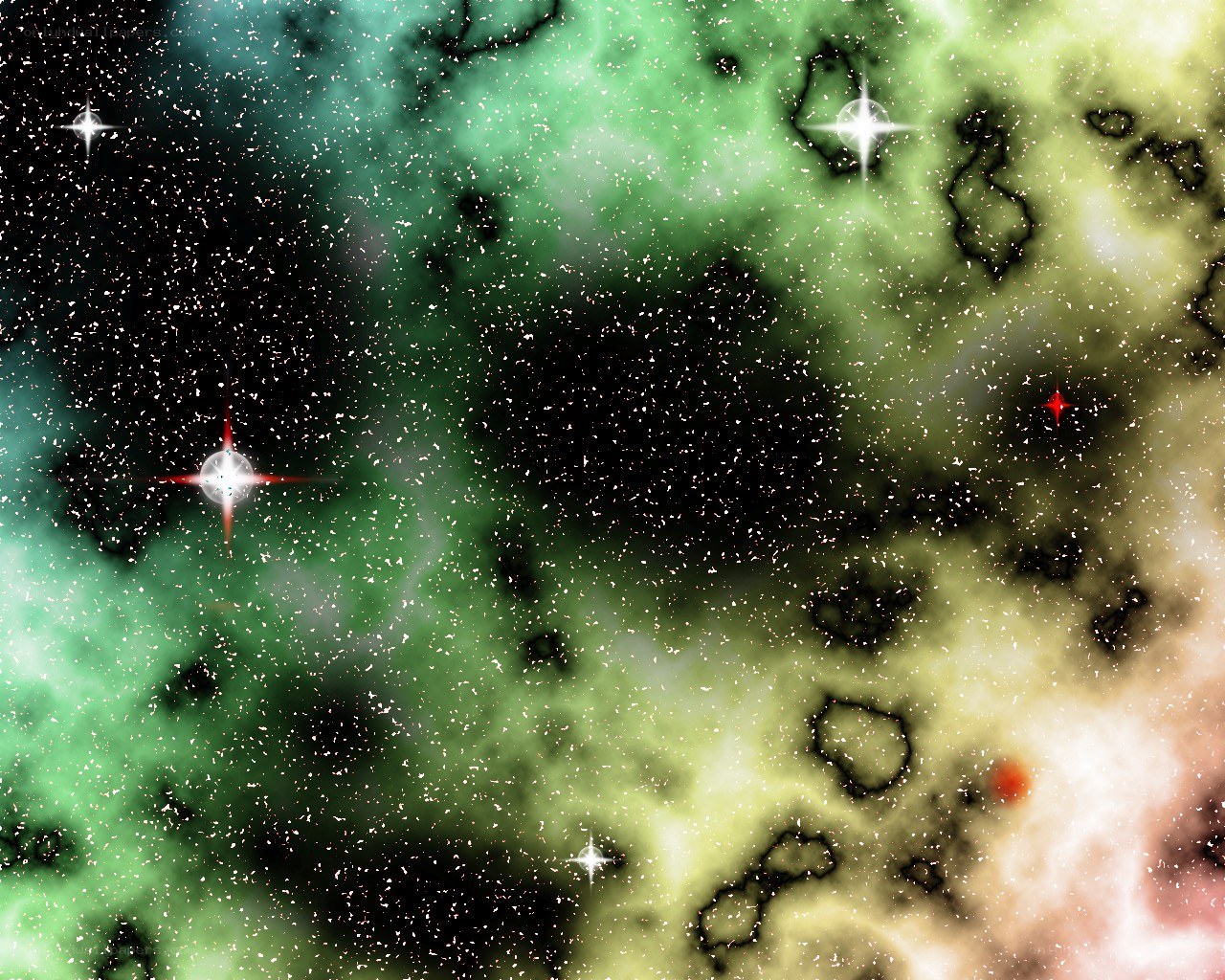 green nebula with stars