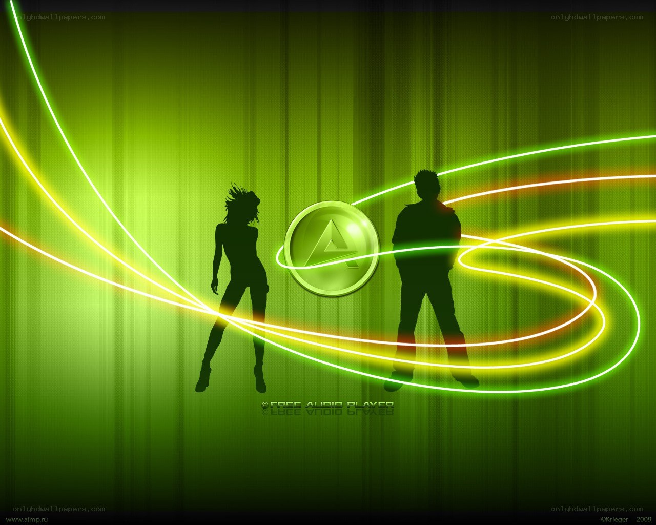 green neon audio player art
