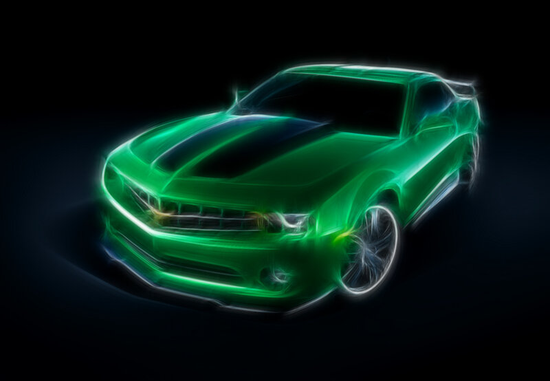 Green neon car design