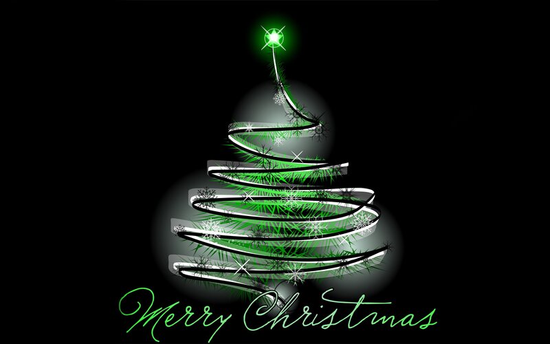 Green Neon Christmas Tree — Black