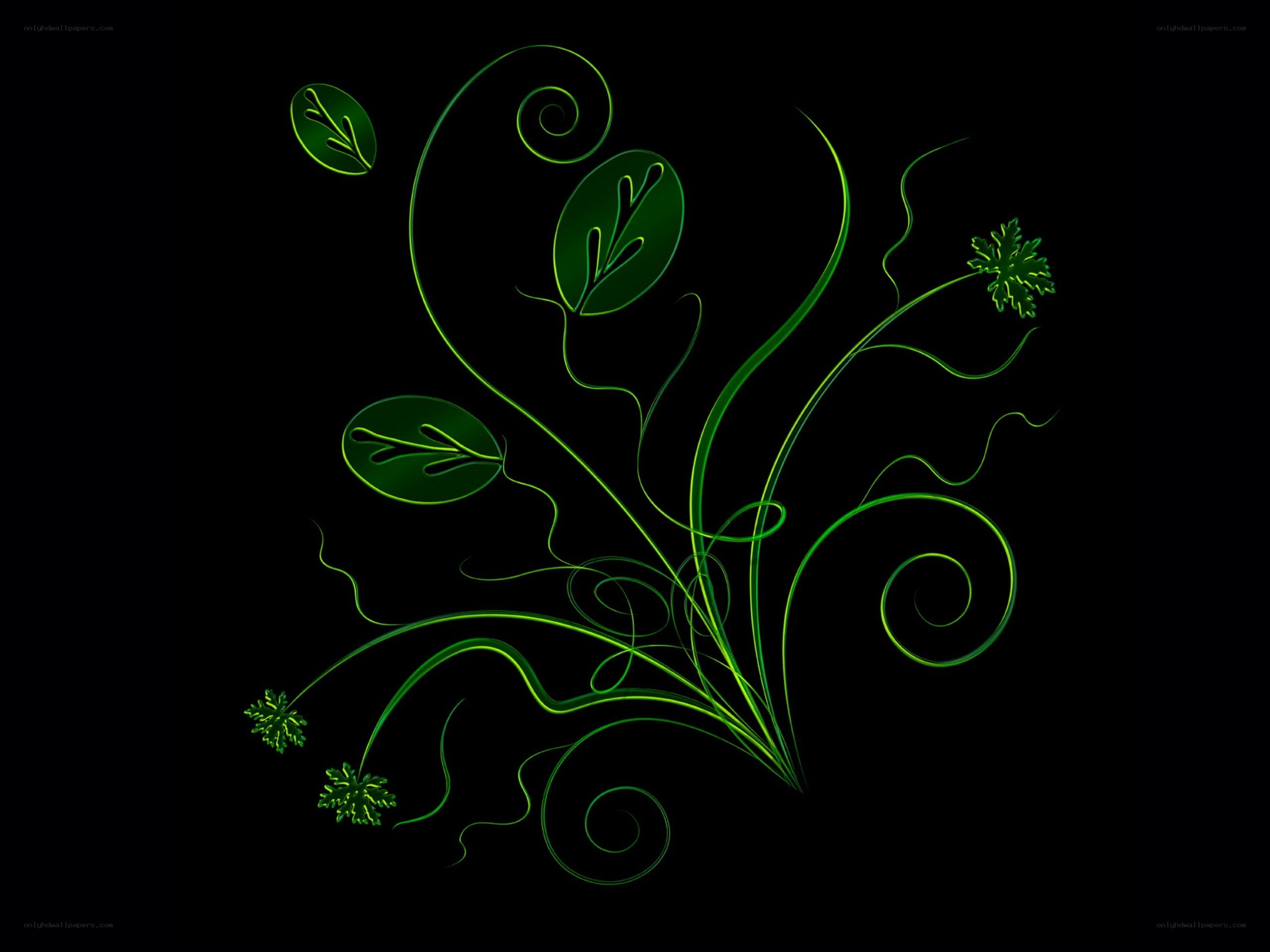green neon floral design