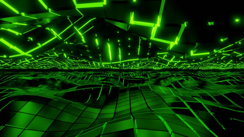 Green Neon Grid Landscape