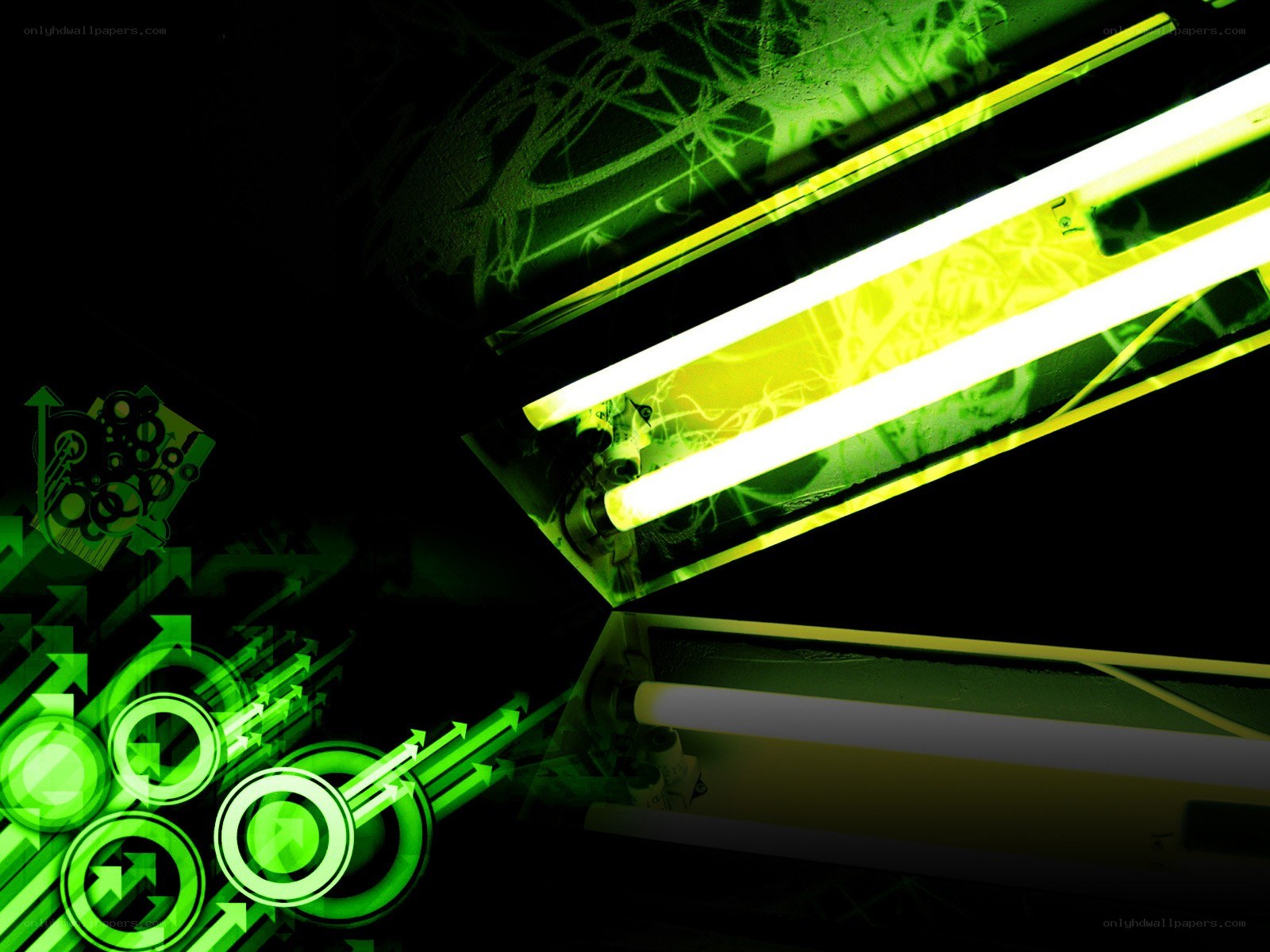 green neon light tubes