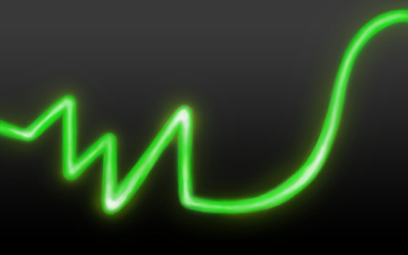 green neon line on dark background