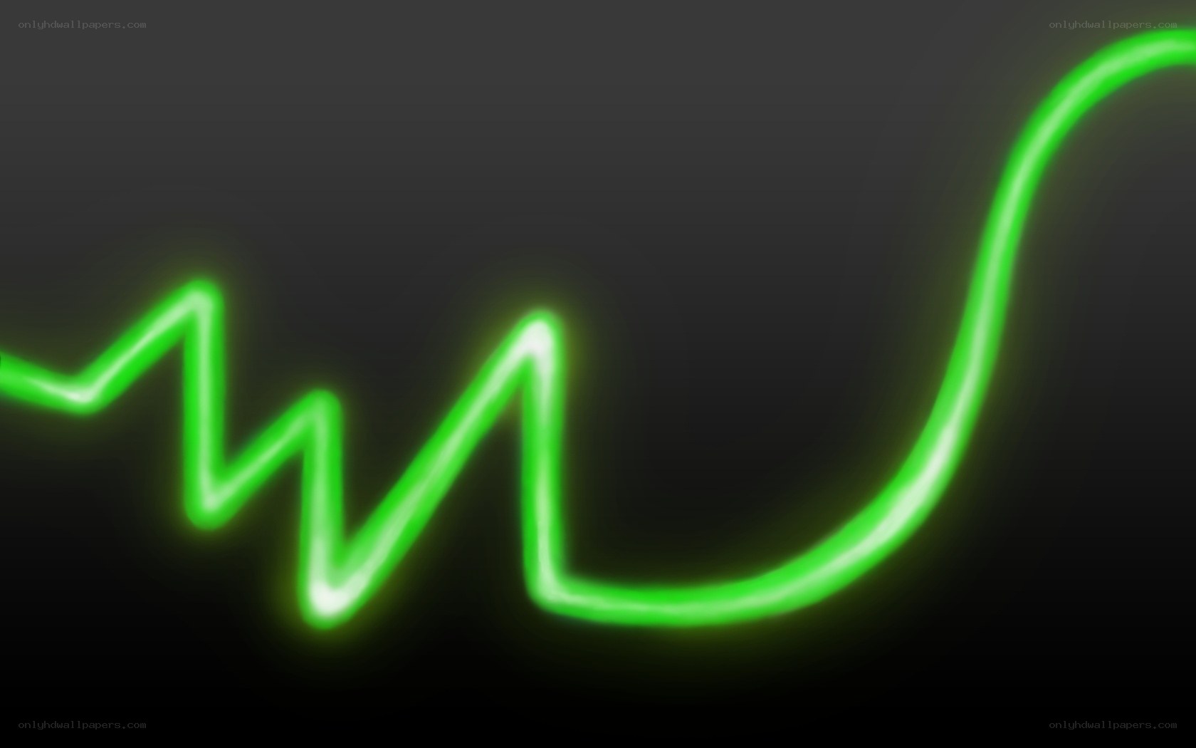 green neon line on dark background