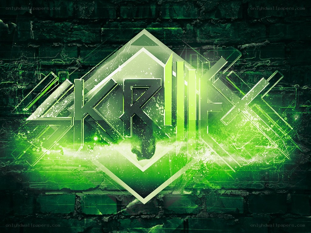green neon logo on brick wall