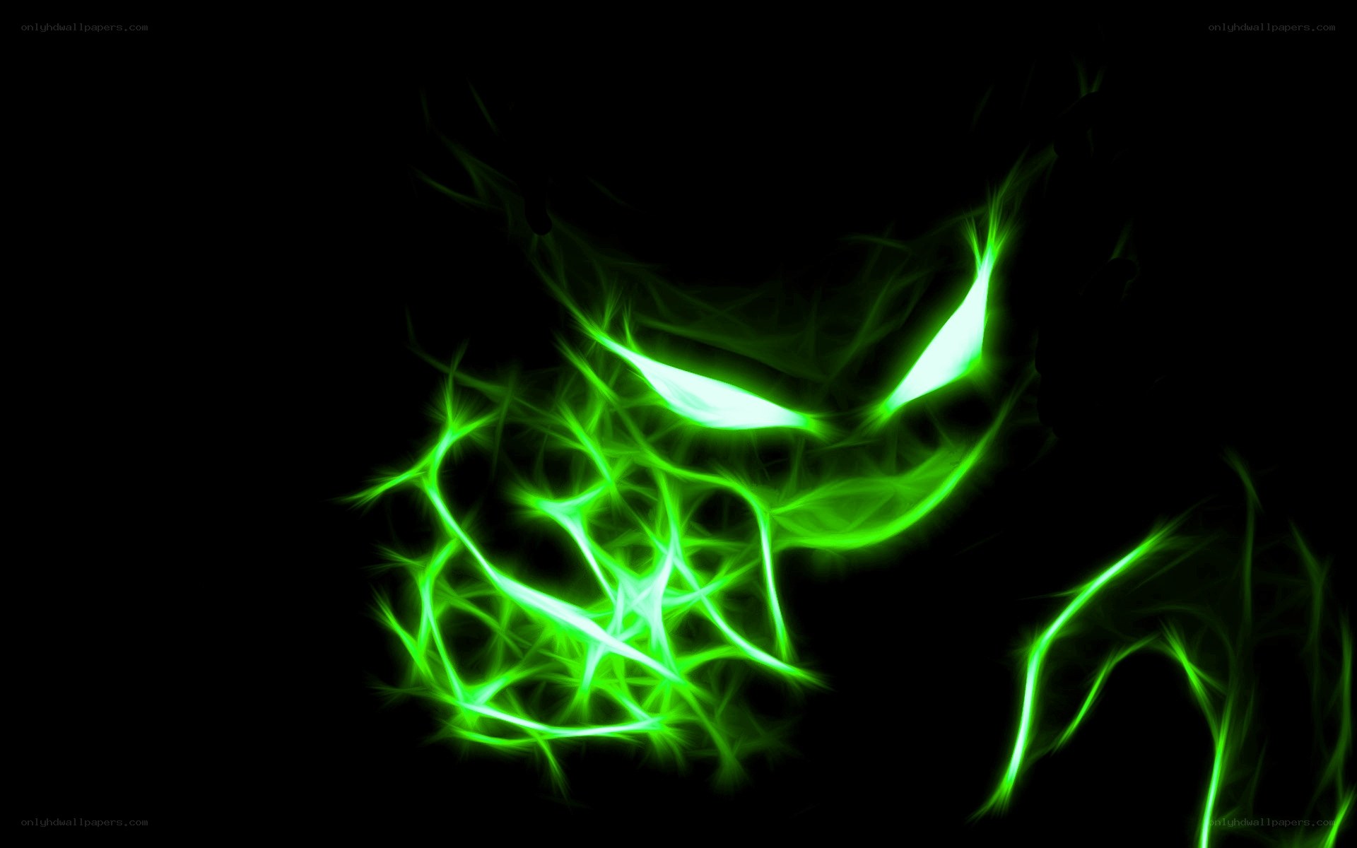 green neon monster eyes