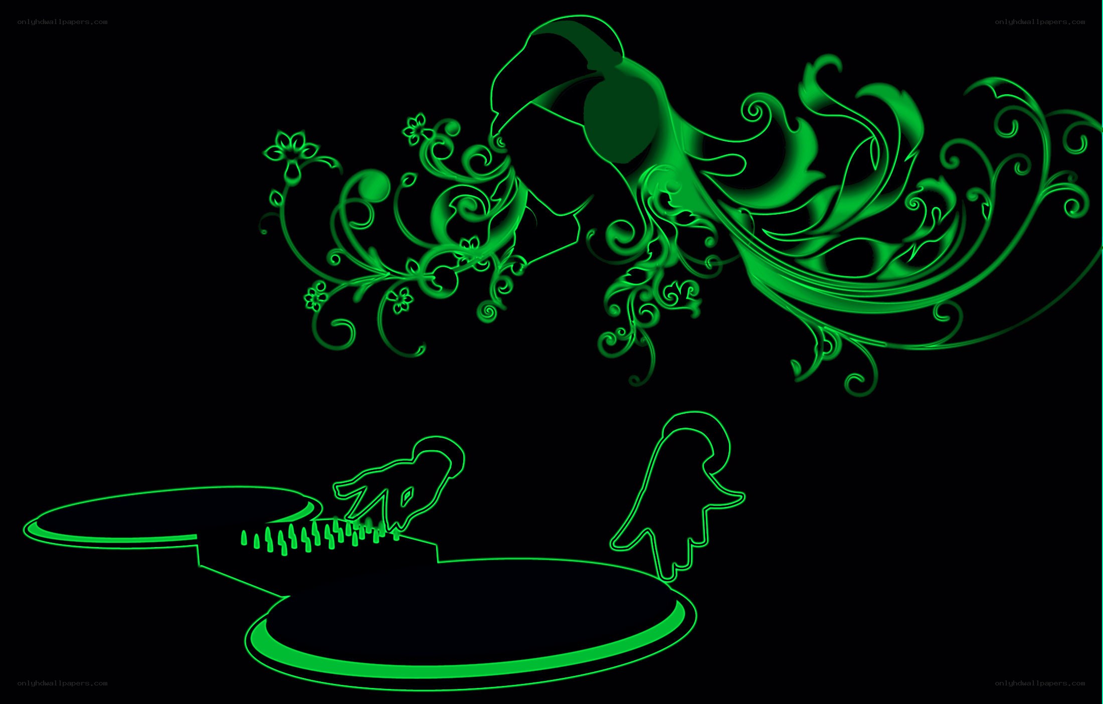 green neon silhouette art