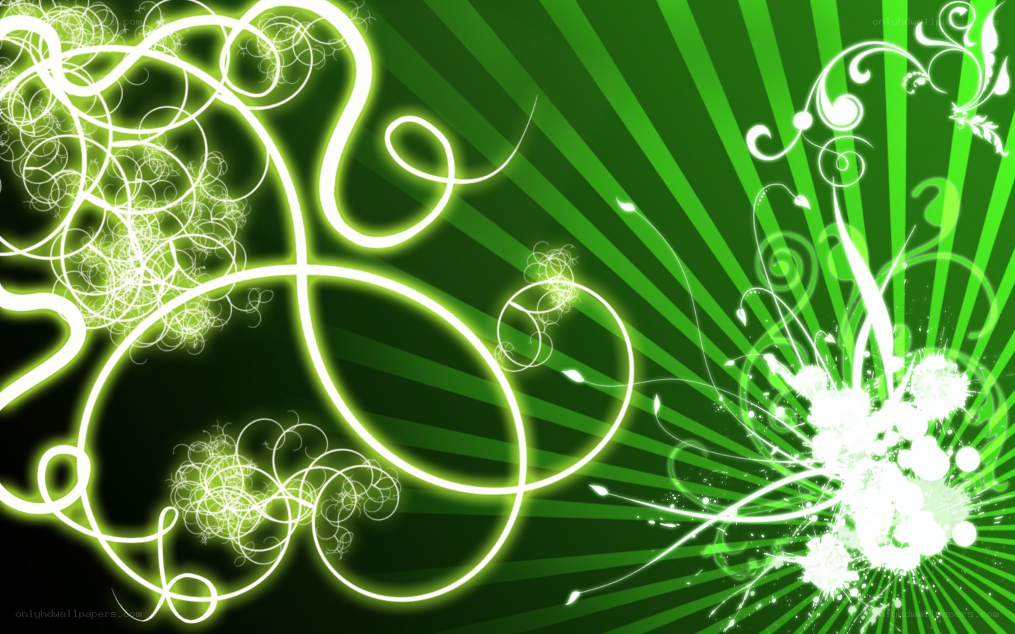 green neon swirls abstract