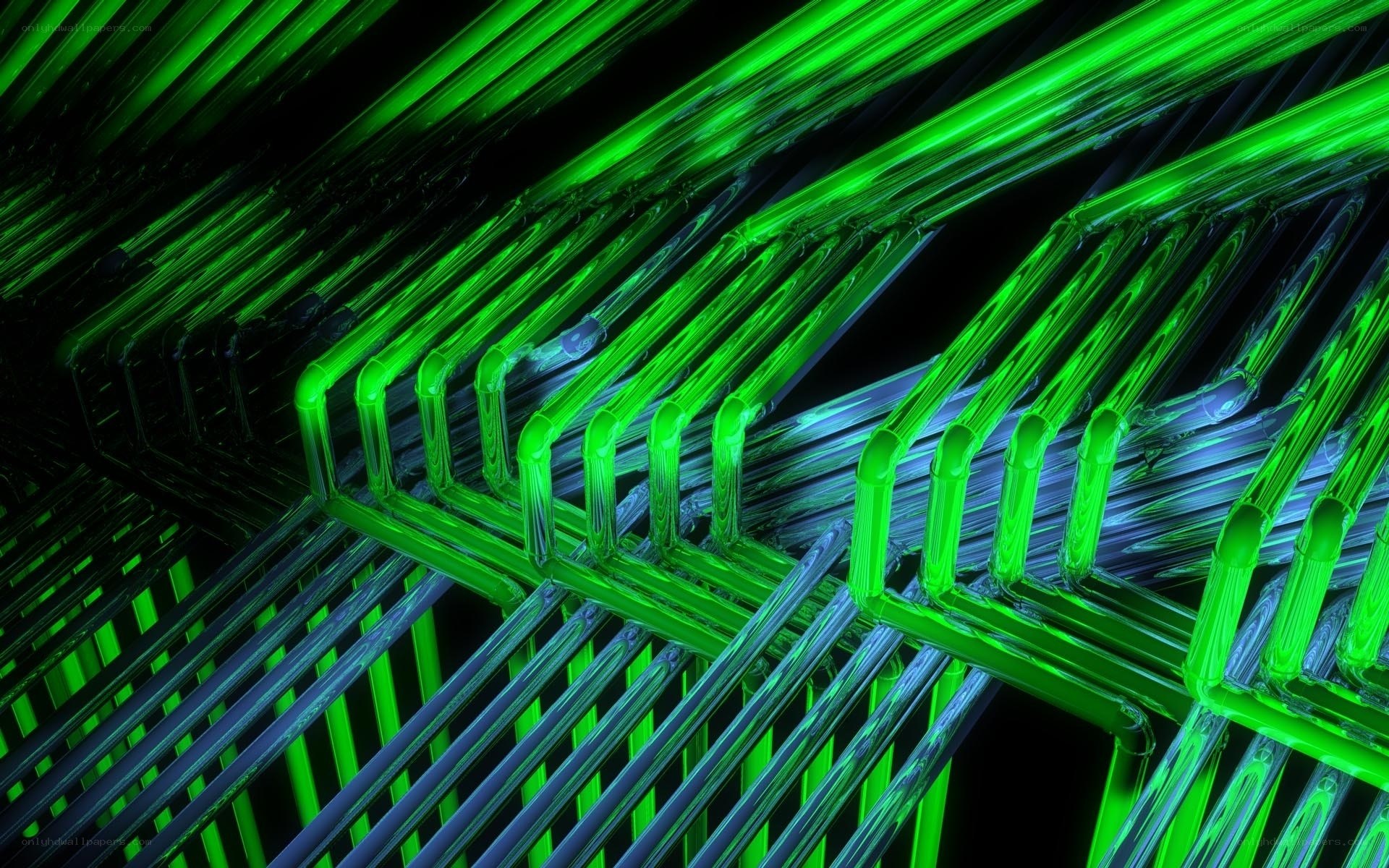 green neon tube structure