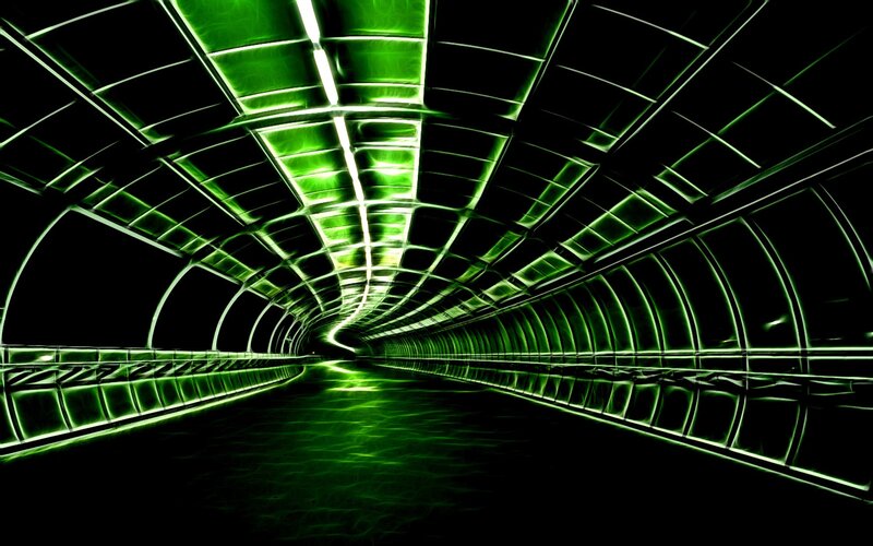 green neon tunnel corridor
