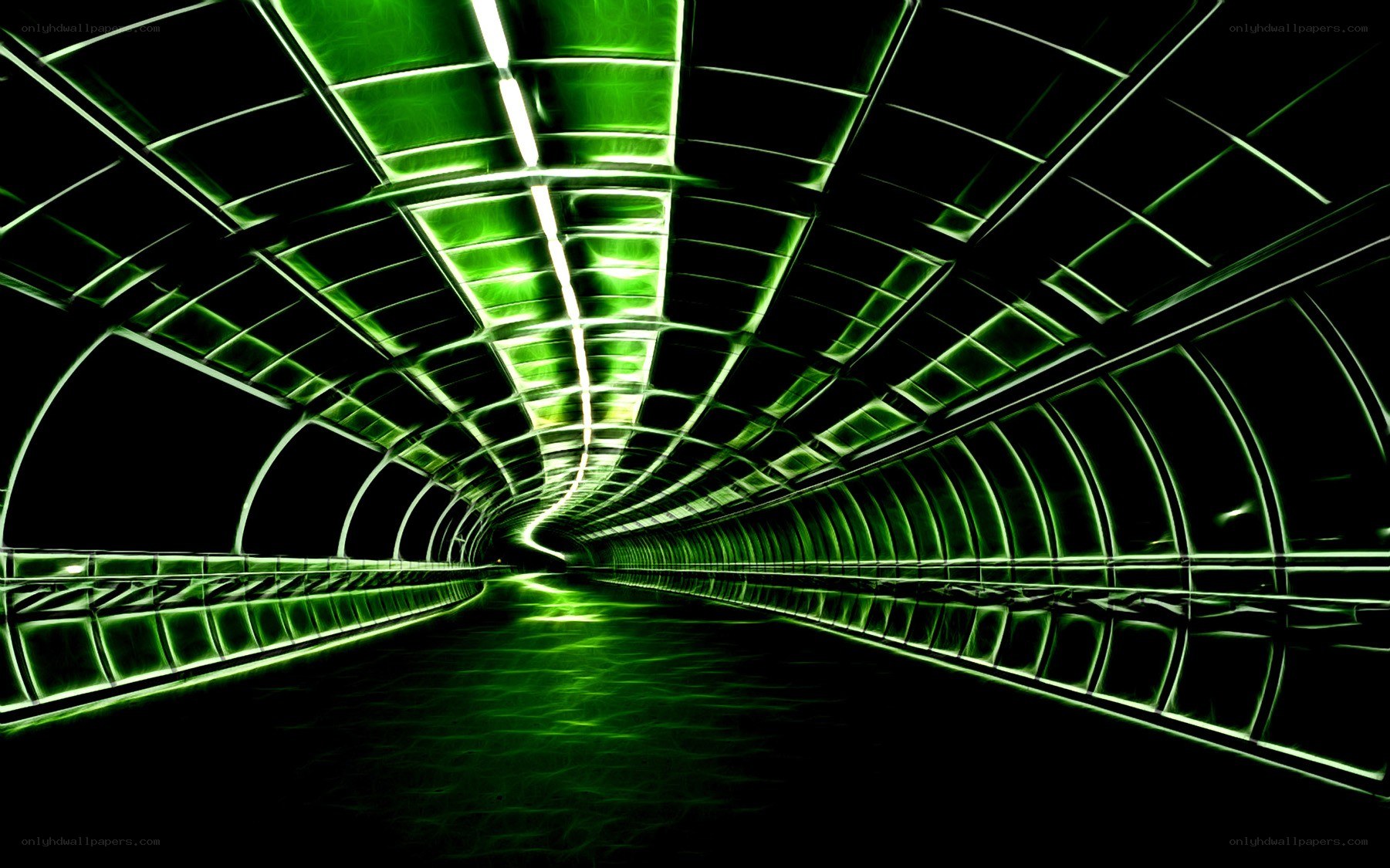 green neon tunnel corridor