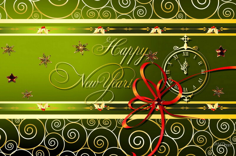 Green New Year Card — Festive