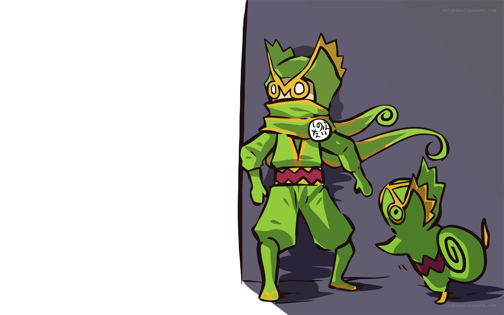 green ninja character with companion