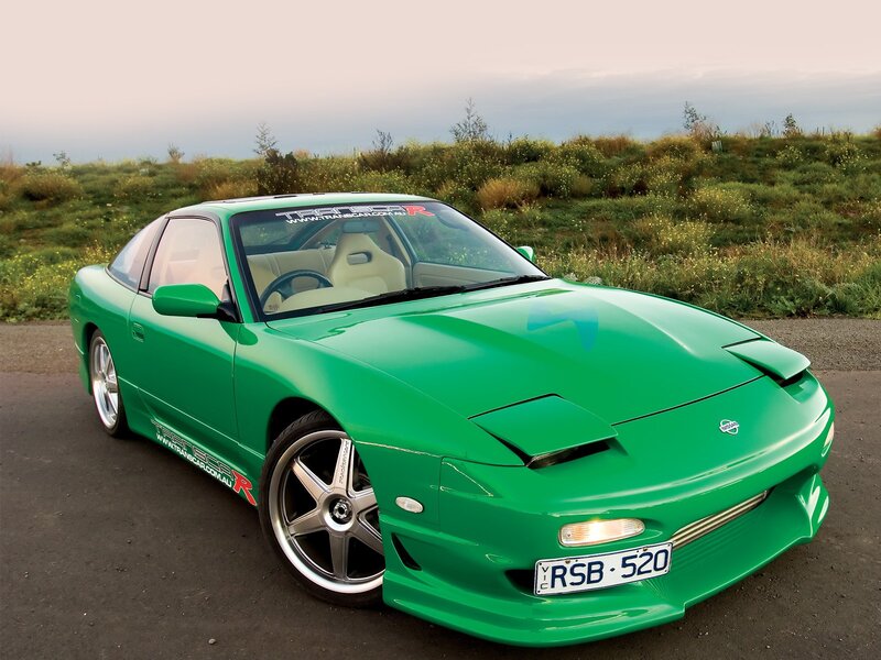 Green Nissan 180SX sports car