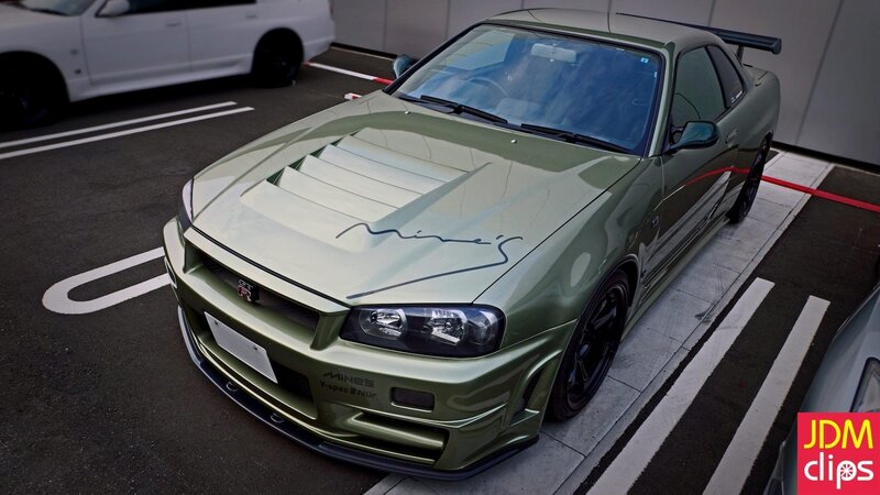 Green Nissan GT-R parked
