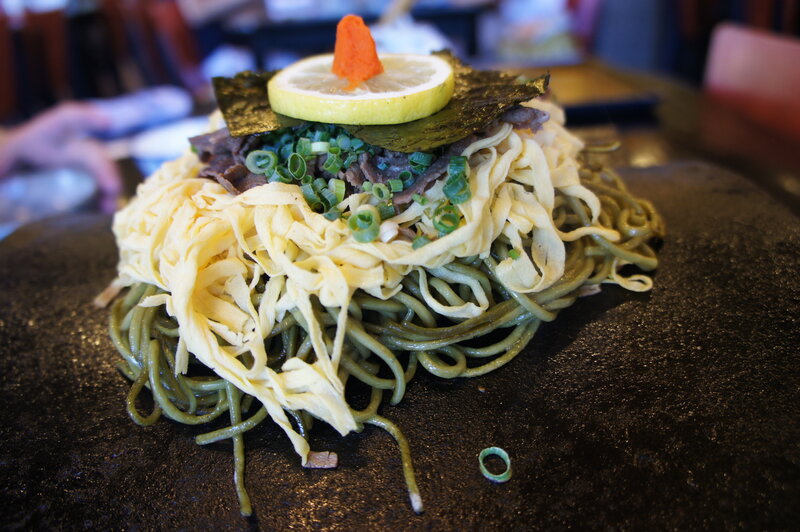 Green Noodles on Stone