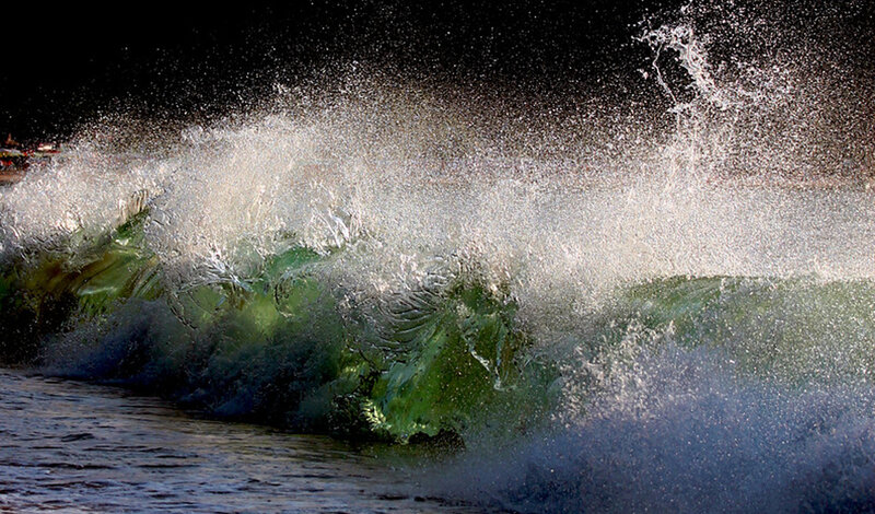 Green Ocean Wave — Dramatic, Night