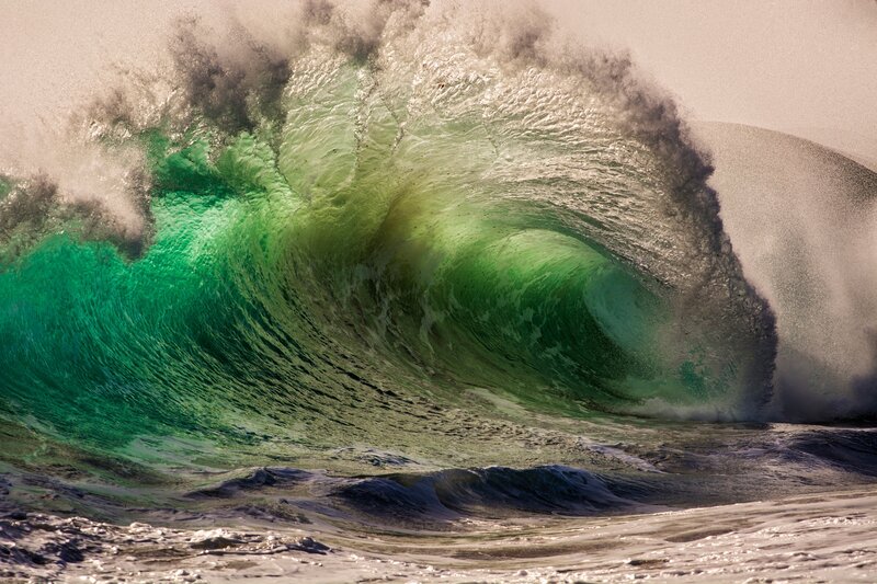 Green Ocean Wave — Dramatic, Sunset, Photograph, Sea