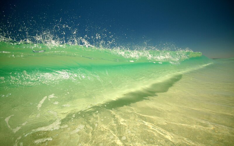 Green Ocean Wave — Serene, Afternoon, Photograph, Sky