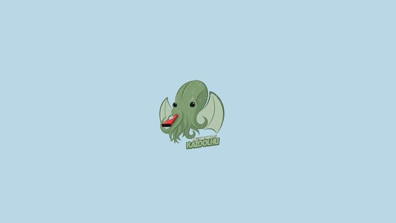 Green Octopus-like Creature — Light Blue