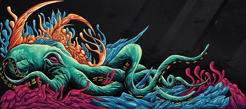 Green Octopus-like Creature — Teal