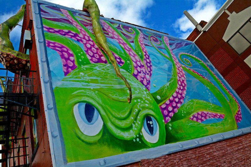 Green Octopus Mural