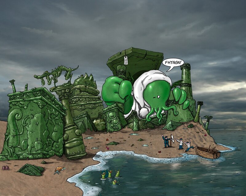Green Octopus on Island