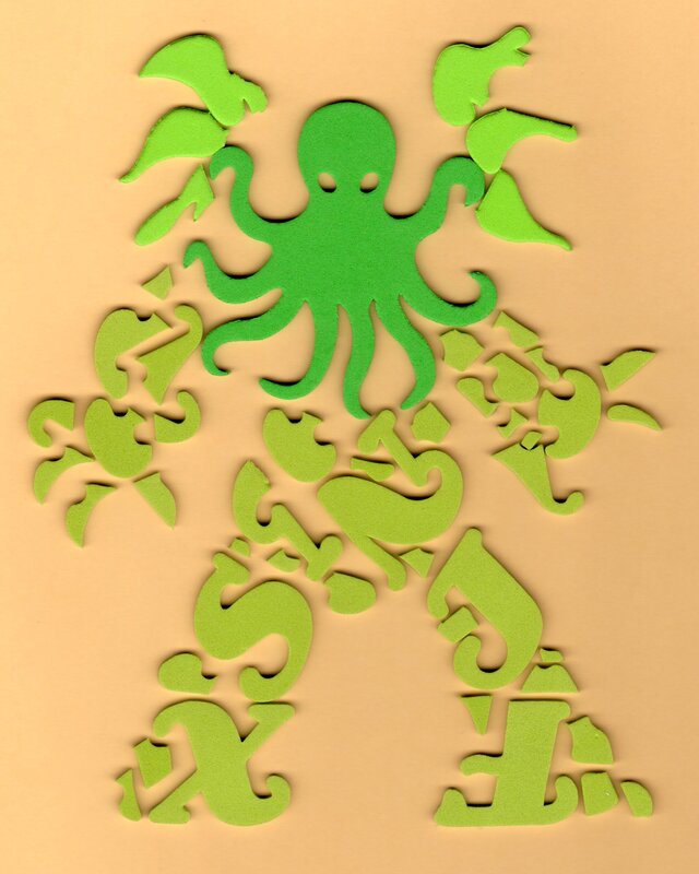 green octopus paper cutout