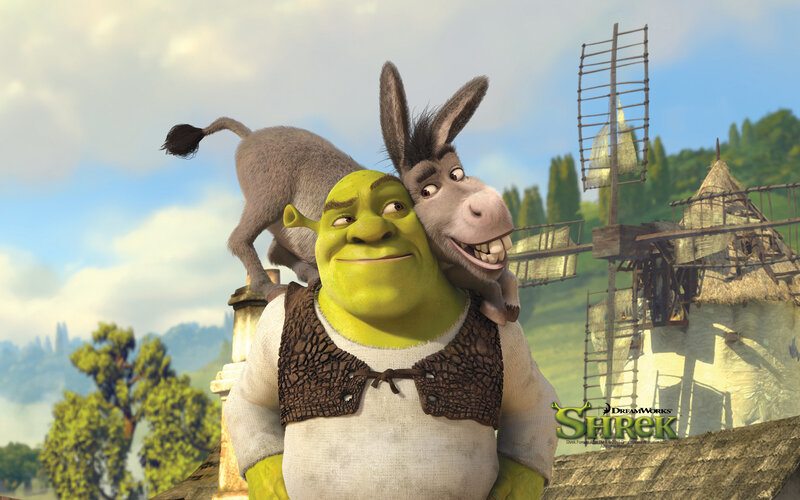 Green Ogre with Donkey — Cheerful