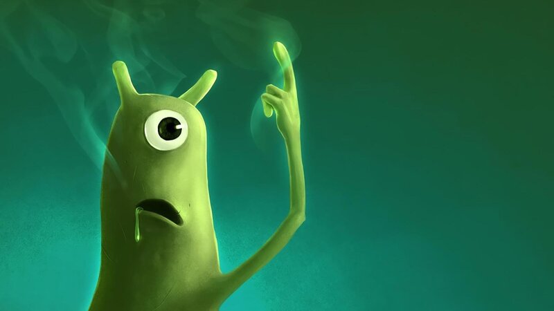 Green One-eyed Creature — Dramatic