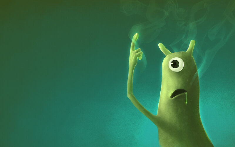 Green One-eyed Creature — Mysterious, Digital Art