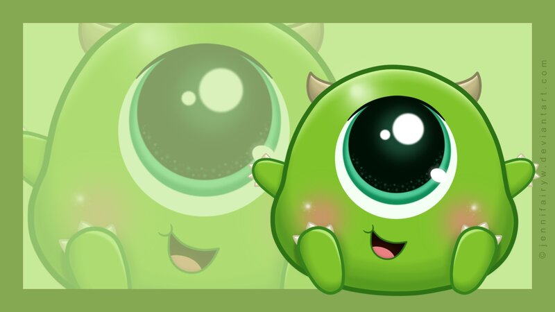 Green One-eyed Monster — Playful, Digital Art