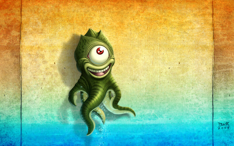 green one-eyed sea monster