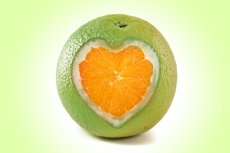 Green Orange with Heart Cutout