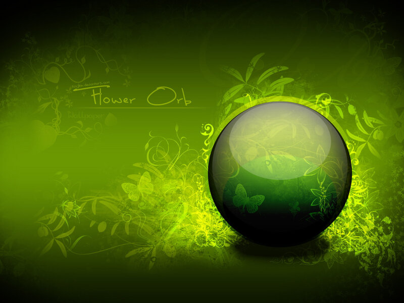 Green Orb with Floral Patterns