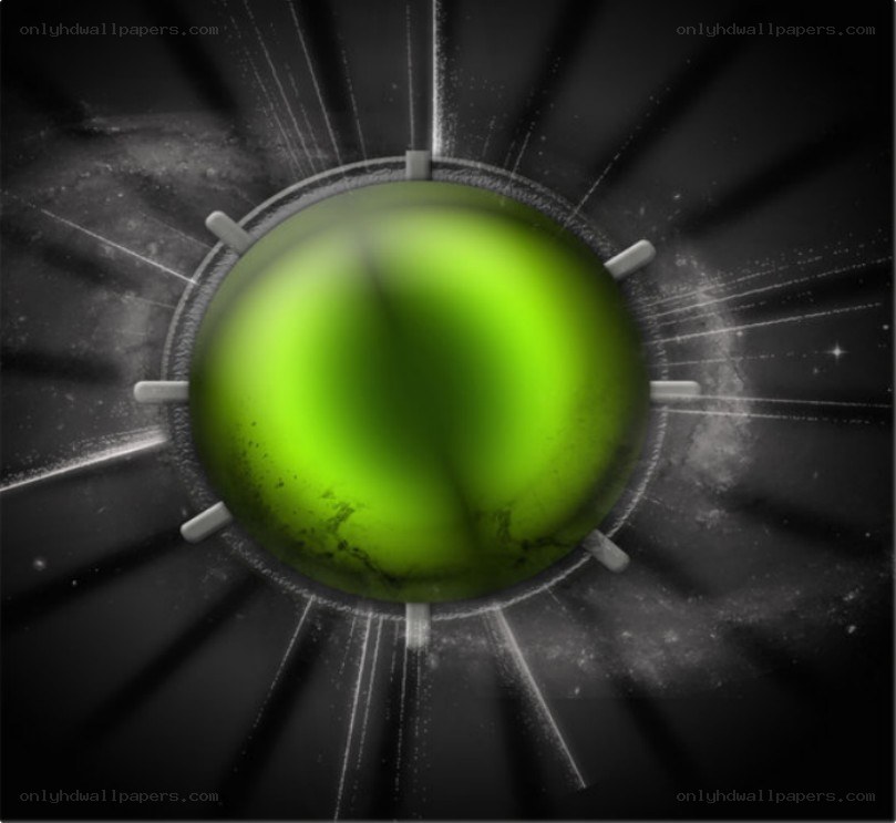 green orb with radiant light