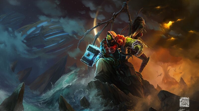 Green Orc Warrior — Dark Blue