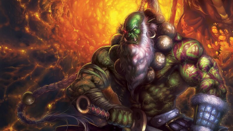 Green Orc Warrior — Dramatic, Digital Art, Flame