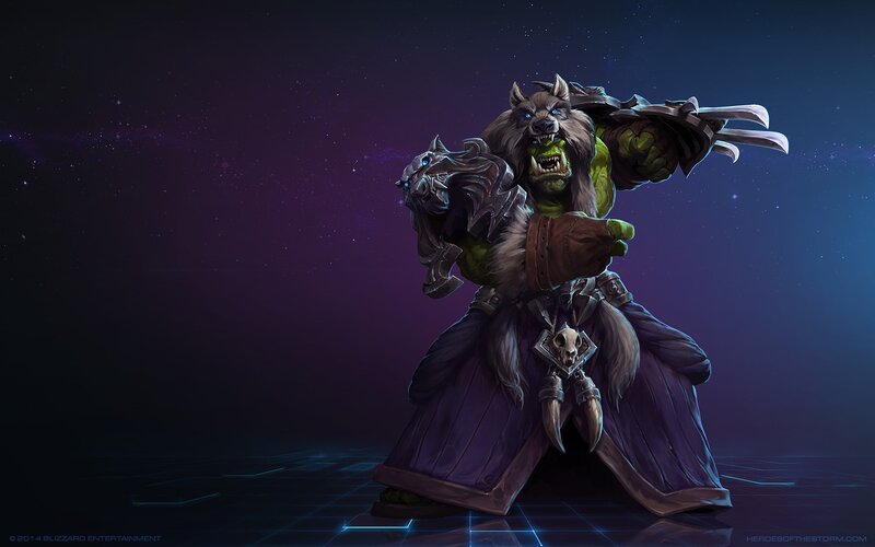 Green Orc Warrior — Purple, Dramatic