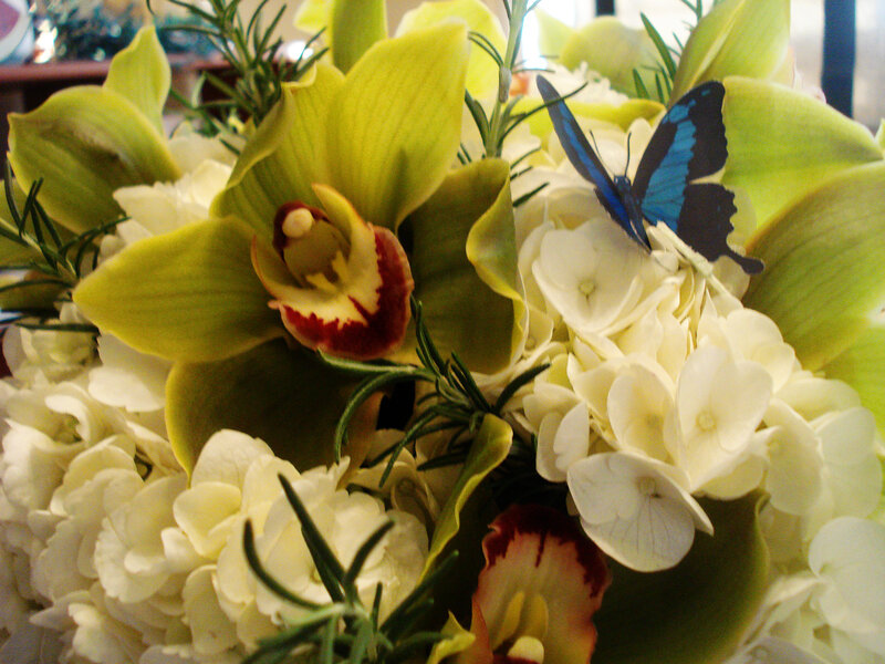 Green Orchid Bouquet — Yellow