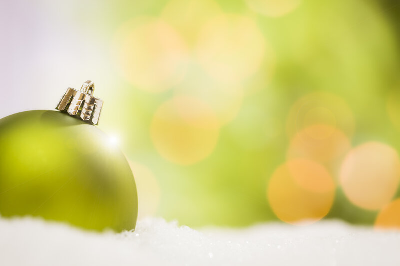 Green Ornament in Snow