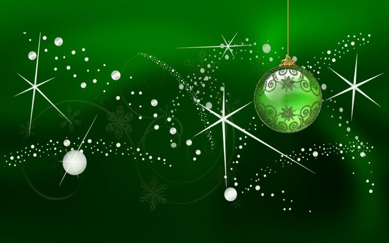 Green Ornament on Green Background — Festive